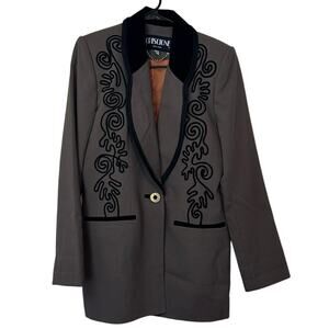 Criscione VTG Women’s Velvet Trimmed Blazer Shoulder Pads Size S Office Career